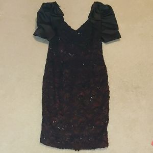 Nwts Late edition dark purple & black sequin dress